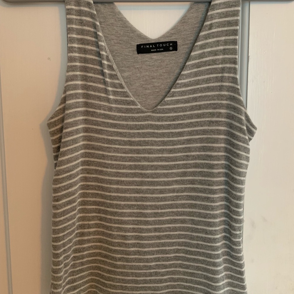 Grey & white striped top